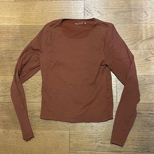 Abercrombie Mauve Ribbed Tight SoftAF Long Sleeve, Size Medium